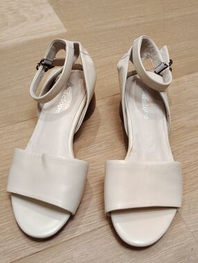 Antelope Cream Leather Ankle-Strap Sandals